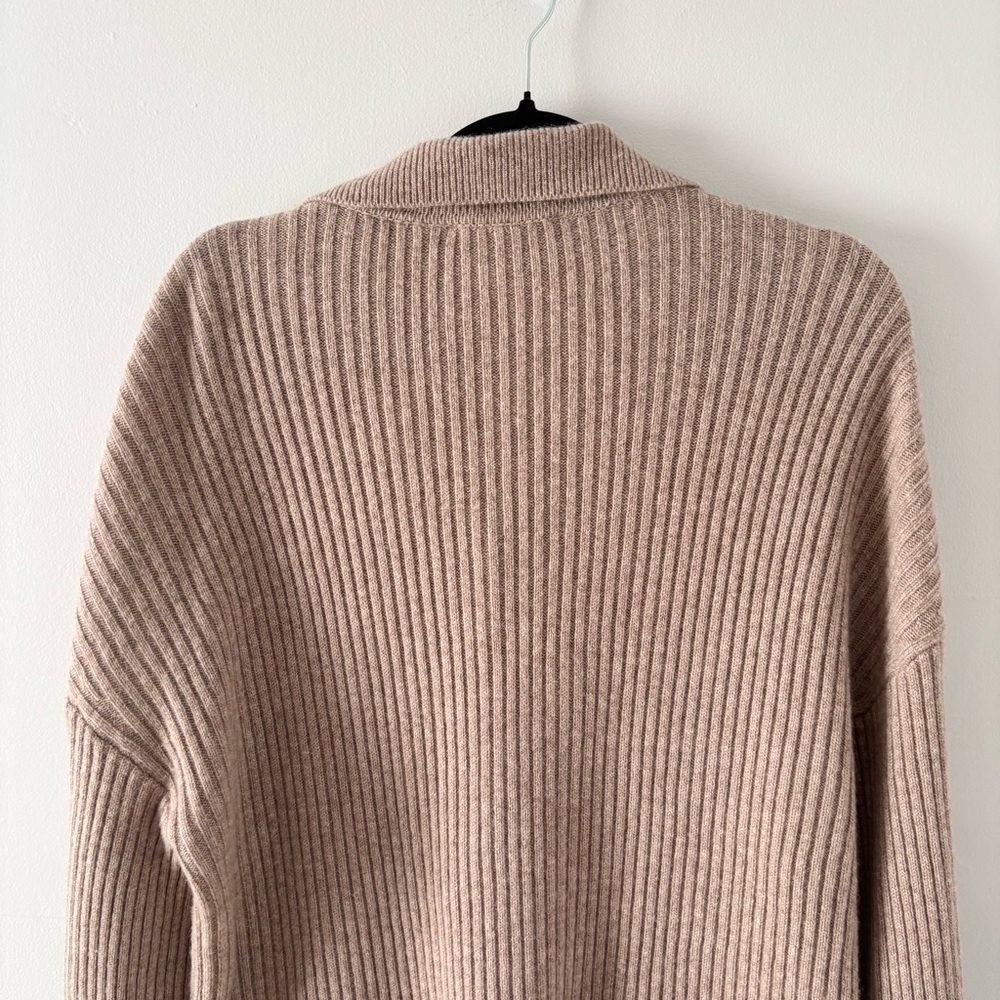 Reformation Ribbed Button-Down Cardigan in Beige - Picture 6 of 7